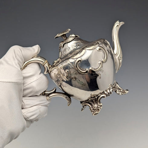 Antique British silver plate small teapot from around 1840
